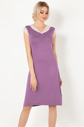 Elegant Purple Lace-Trimmed Dress